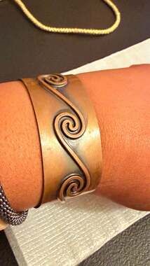 Vintage Bell Trading Post Solid Copper Cuff Bracelet with Spiral Swirl Design